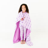 Land Before Bedtime Quilted Children's Bamboo Blanket - Prehistoric Purple