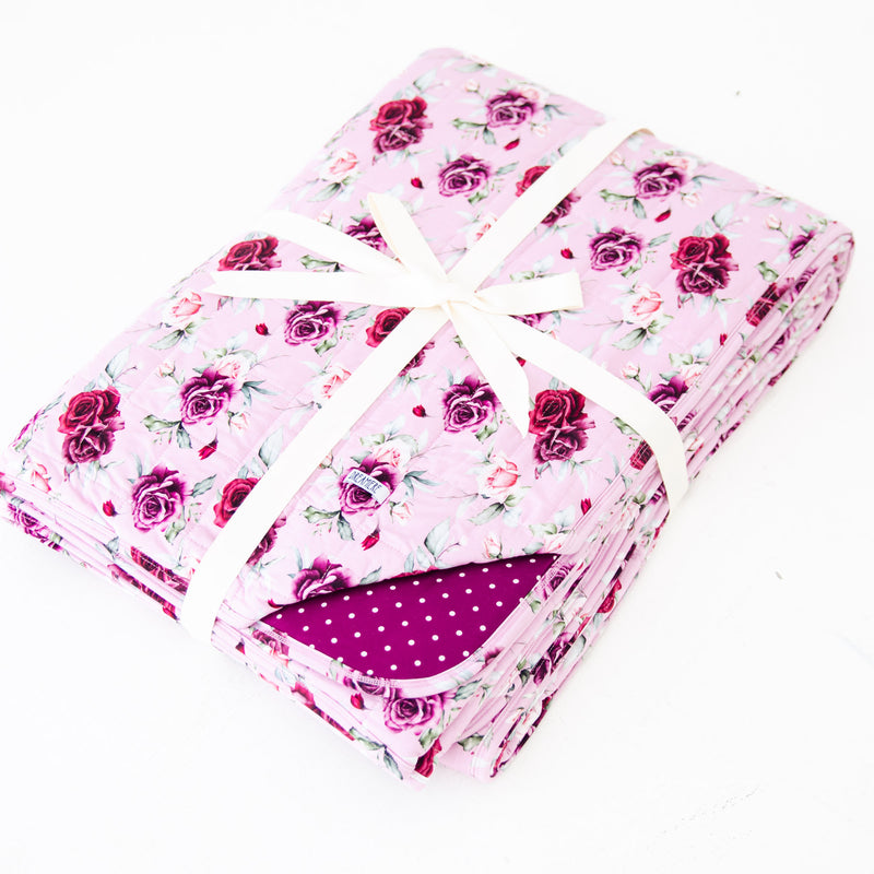 Coming Up Roses Quilted Adult Bamboo Blanket - Three Layer