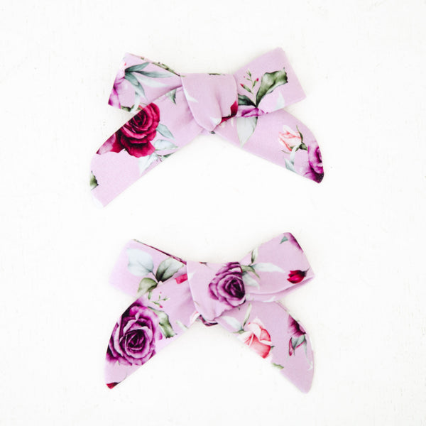 Coming Up Roses Pigtail Bow Clip Set