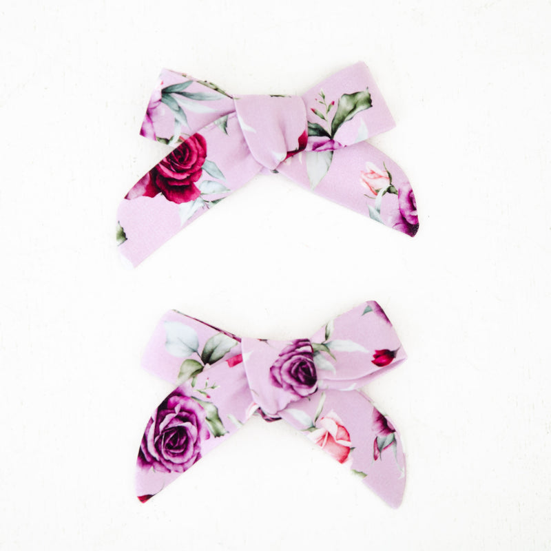 Coming Up Roses Pigtail Bow Clip Set