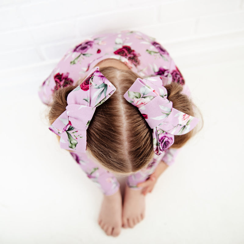Coming Up Roses Pigtail Bow Clip Set