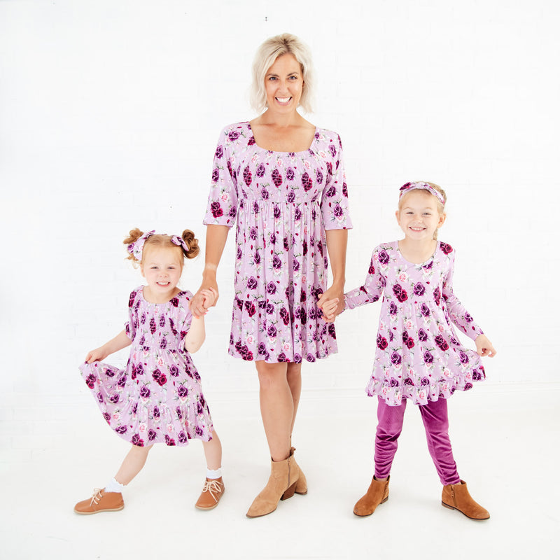 Coming Up Roses Ruffle Tunic and Velvet Pants Set
