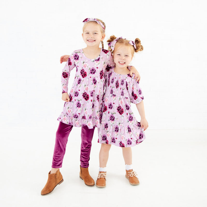 Coming Up Roses 3/4 Sleeve Tiered Smocked Dress