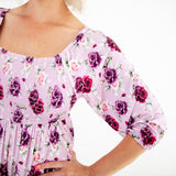 Coming Up Roses Women's 3/4 Sleeve Tiered Smocked Dress