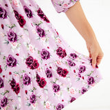 Floral bamboo dress. Violet roses bamboo dress. Mommy and me matching bamboo loungewear