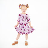Coming Up Roses 3/4 Sleeve Tiered Smocked Dress
