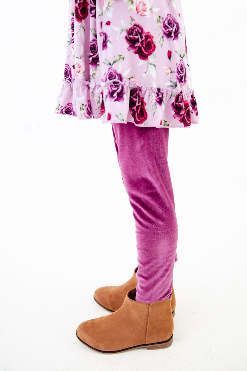 Coming Up Roses Ruffle Tunic and Velvet Pants Set