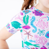 Under The Sea Short Sleeve and Shorts Two Piece Pajama Set - Violet Reef