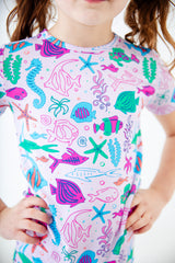 Under The Sea Short Sleeve and Shorts Two Piece Pajama Set - Violet Reef