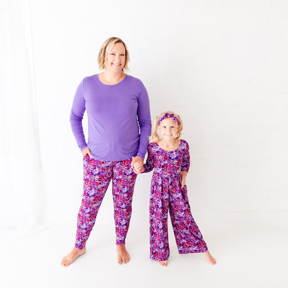 Close-up of purple saturated women's loungewear from Dreamiere
