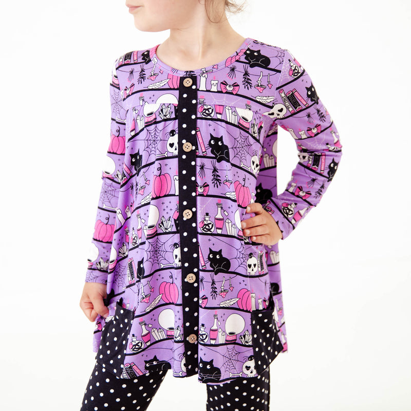 A Drop Of Magic Pocket Tunic and Rouched Pants Set - Purple