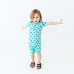 Fish and Ships Short Sleeve Button Romper