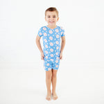 Stars And Strikes Short Sleeve And Shorts Two Piece Pajamas Set - Sky Blue