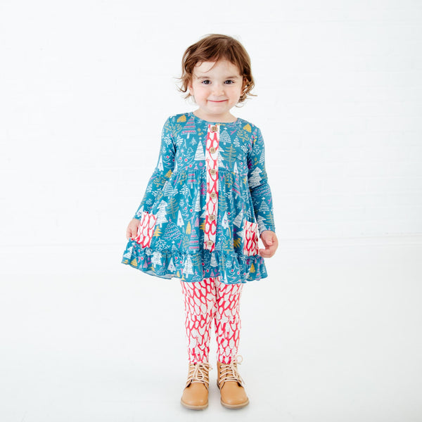 Treetops Glisten Ruffle Tunic and Pants Set