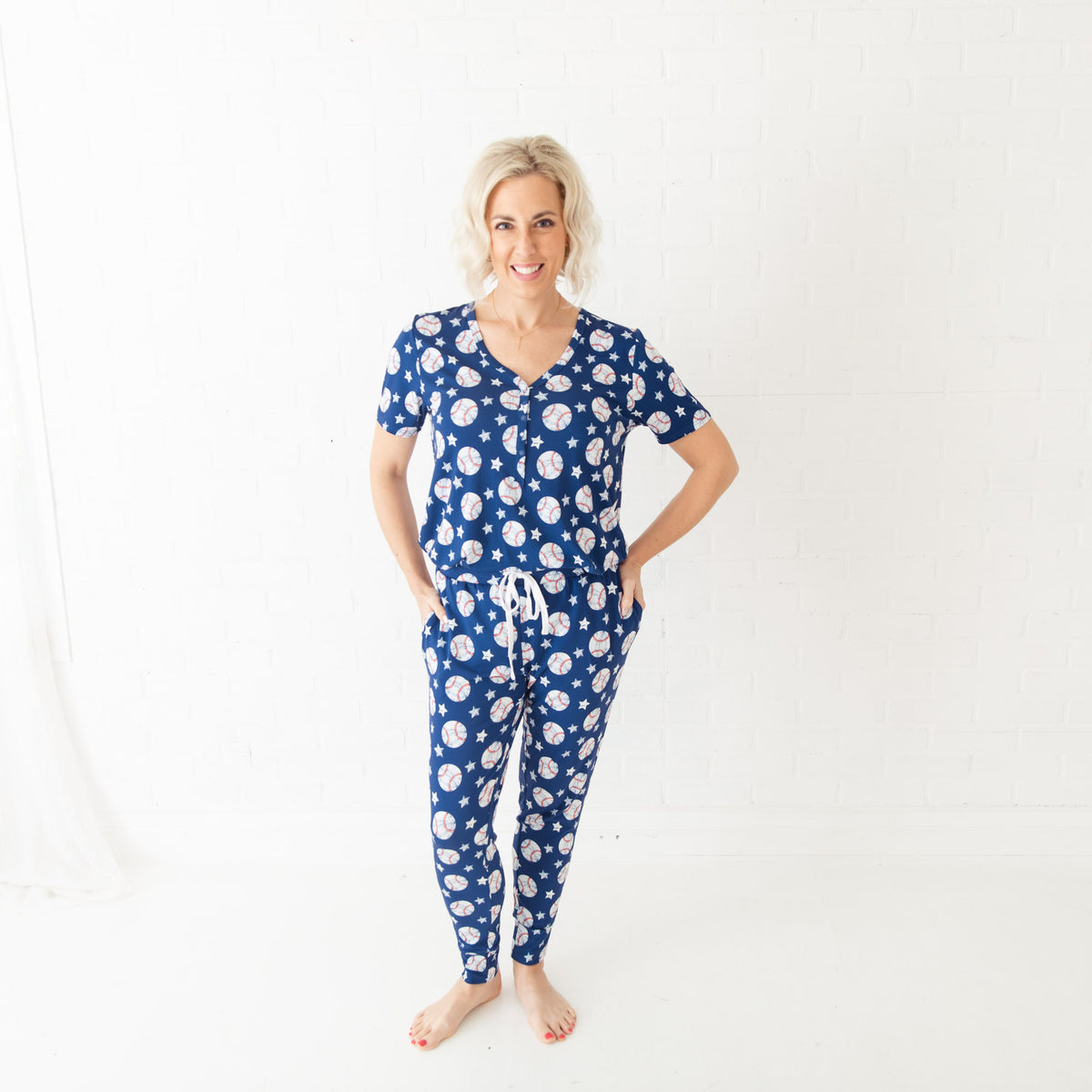 Women's short sleeve loungewear with stars and stripes print by Dreamiere