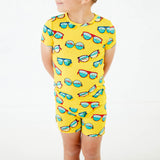 Shades Of Summer Short Sleeve Shirt and Shorts Two Piece Bamboo Pajamas Set for Boys