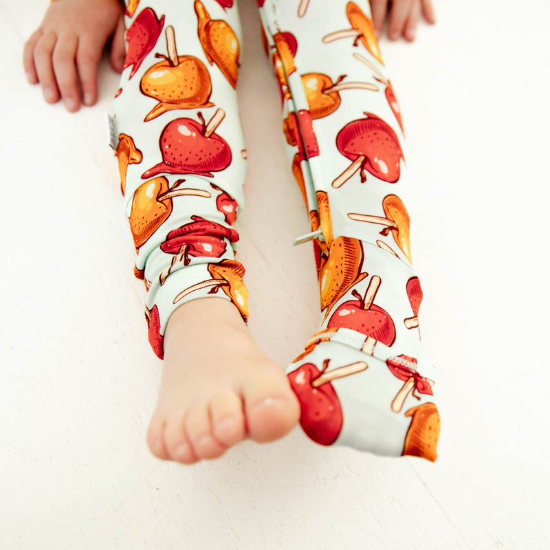 Feet showing convertible footie pajamas.