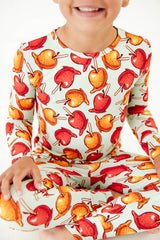Close-up of fall bamboo pajamas.