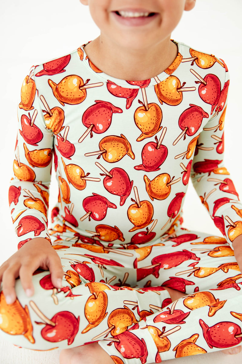 Close-up of fall bamboo pajamas.