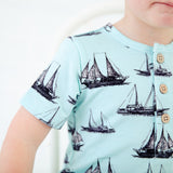 Seas The Day Short Sleeve Button Romper