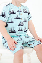 Seas The Day Short Sleeve Button Romper