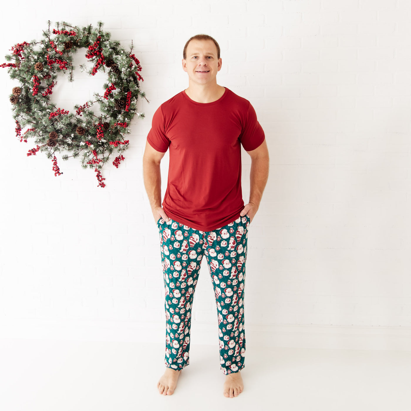 Men's hunter green loungewear with 'We Believe' rainbow design by Dreamiere