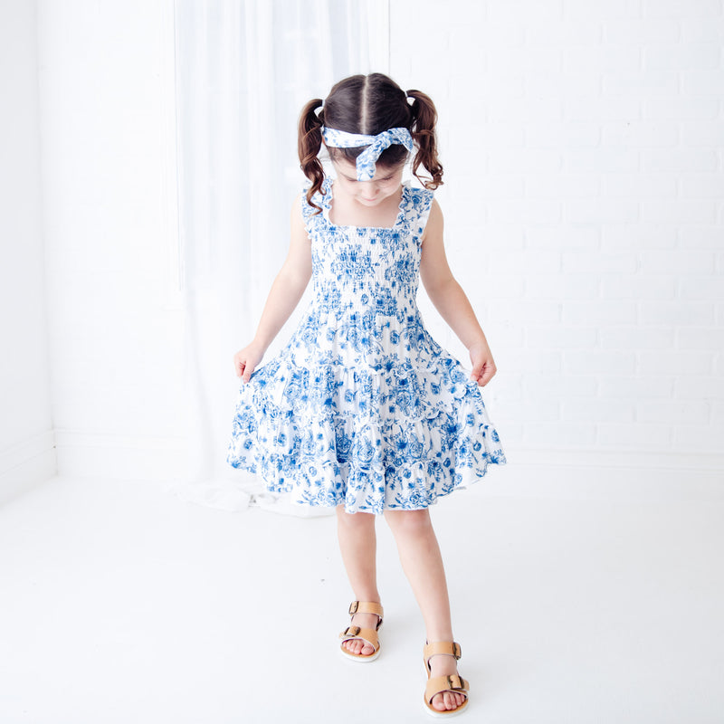 Something Blue Smocked Ruffle Tank Dress