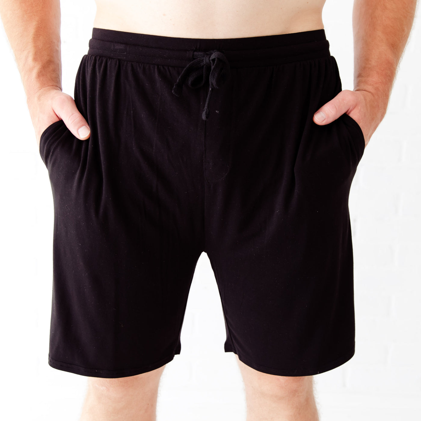 Basic black men's sleep shorts from Dreamiere