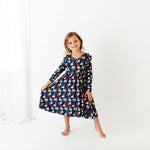 Bah Hum-Pug Long Sleeve Twirler Dress