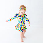 It's Party Time Long Sleeve Ruffle Romper