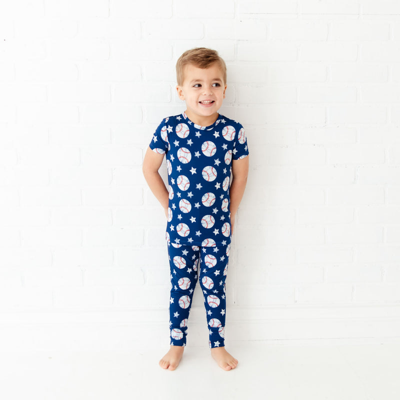 Stars and Strikes Short Sleeve Two Piece Pajamas Set