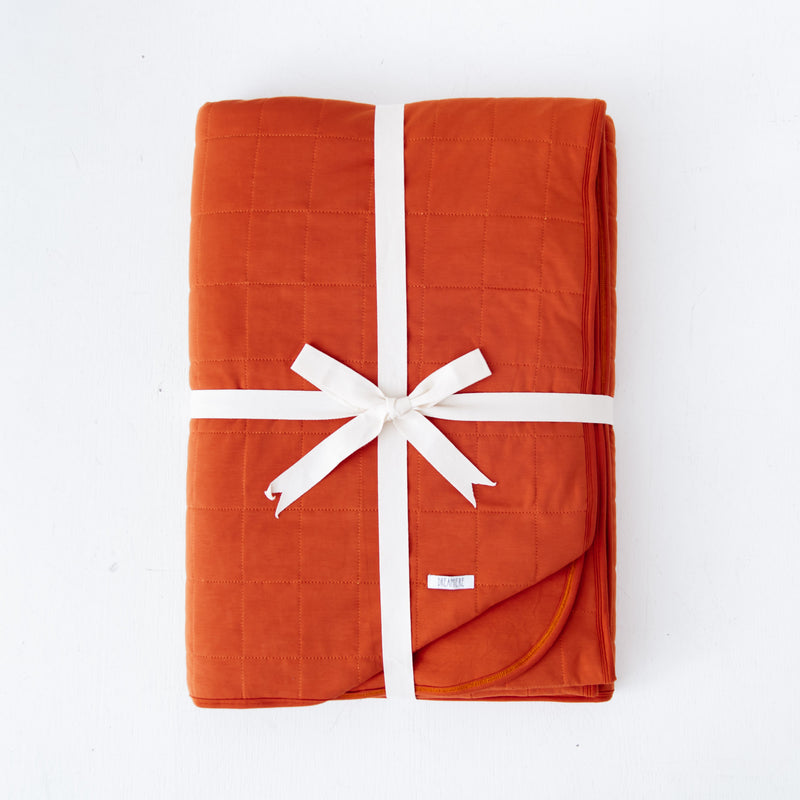Burnt Pumpkin Quilted Adult Bamboo Blanket - Three Layer