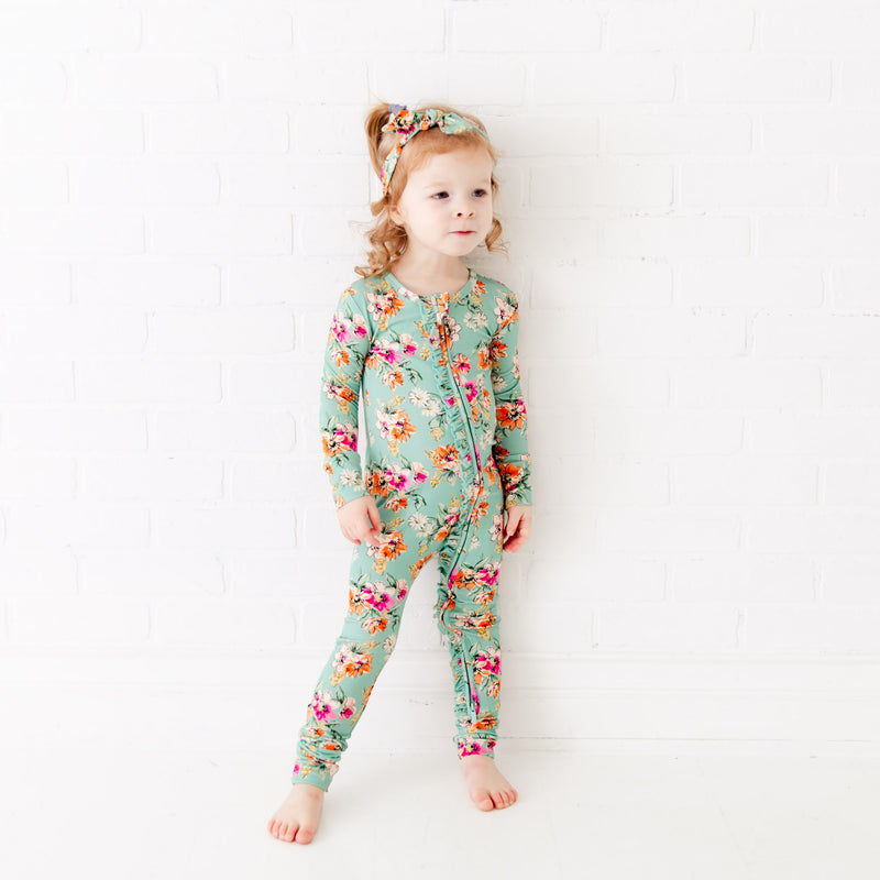 Flower Child Ruffle Convertible Footie