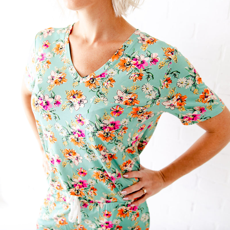 Flower Child Women's V-Neck and Shorts Set