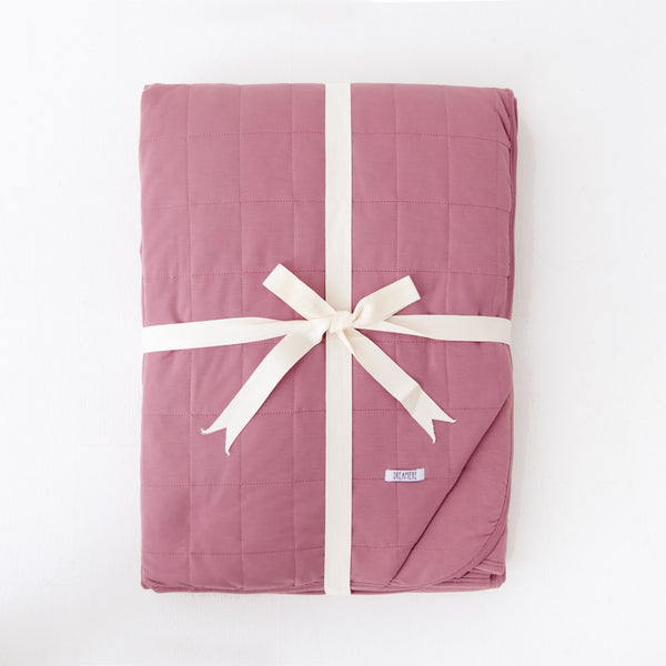 Dusty Rose Quilted Adult Bamboo Blanket - Three Layer