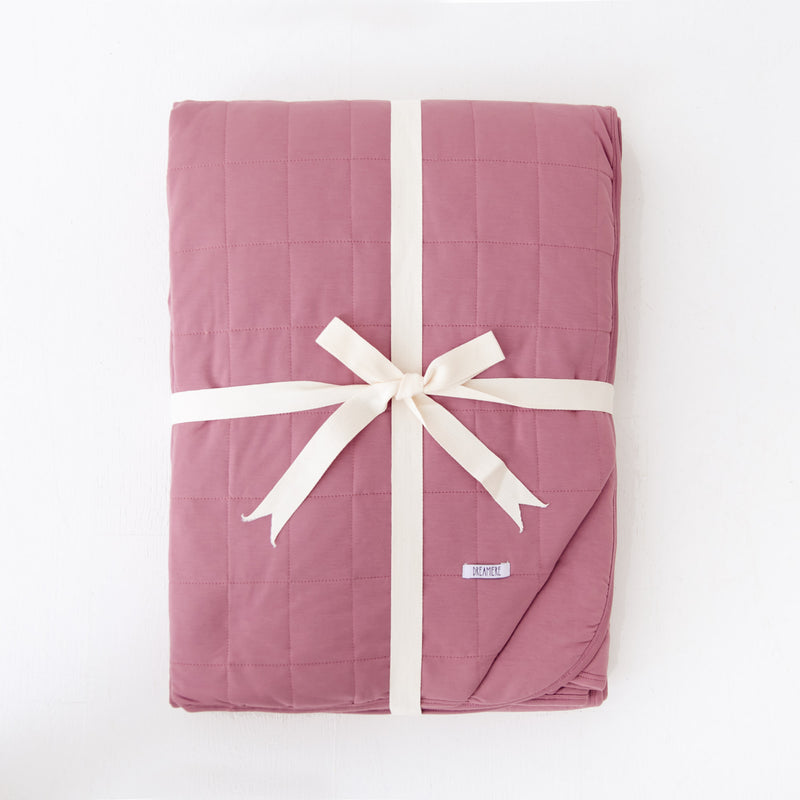 Dusty Rose Quilted Adult Bamboo Blanket - Three Layer