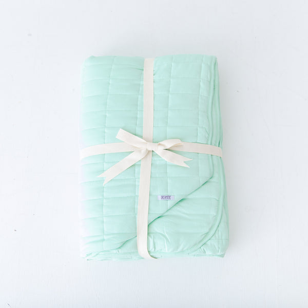Frosted Mint Quilted Adult Bamboo Blanket - Three Layer