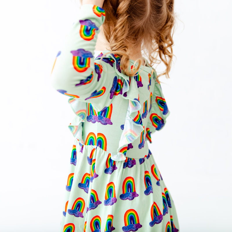 Slumber Over The Rainbow Long Sleeve Twirler Dress