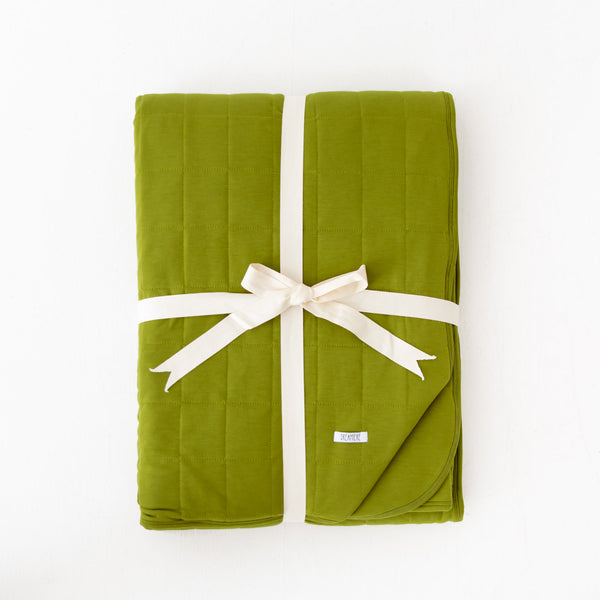 Olive Quilted Adult Bamboo Blanket - Three Layer
