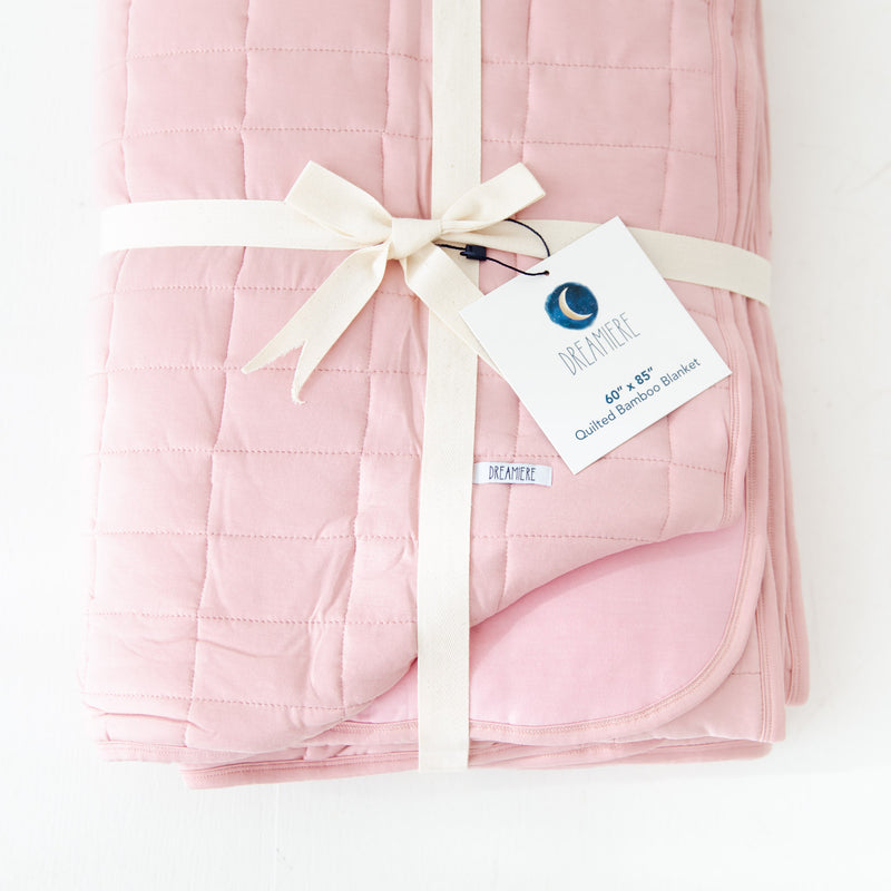 Shell Pink Quilted Adult Bamboo Blanket - Three Layer