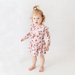 We Believe Long Sleeve Ruffle Romper - Frosty Pink