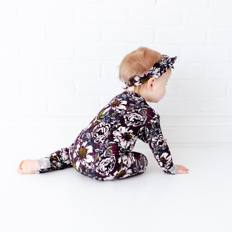 What Dreams May Plum Ruffle Convertible Footie