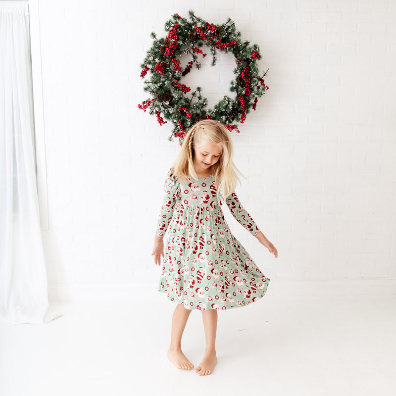 We Believe Long Sleeve Twirler Dress - Wintergreen