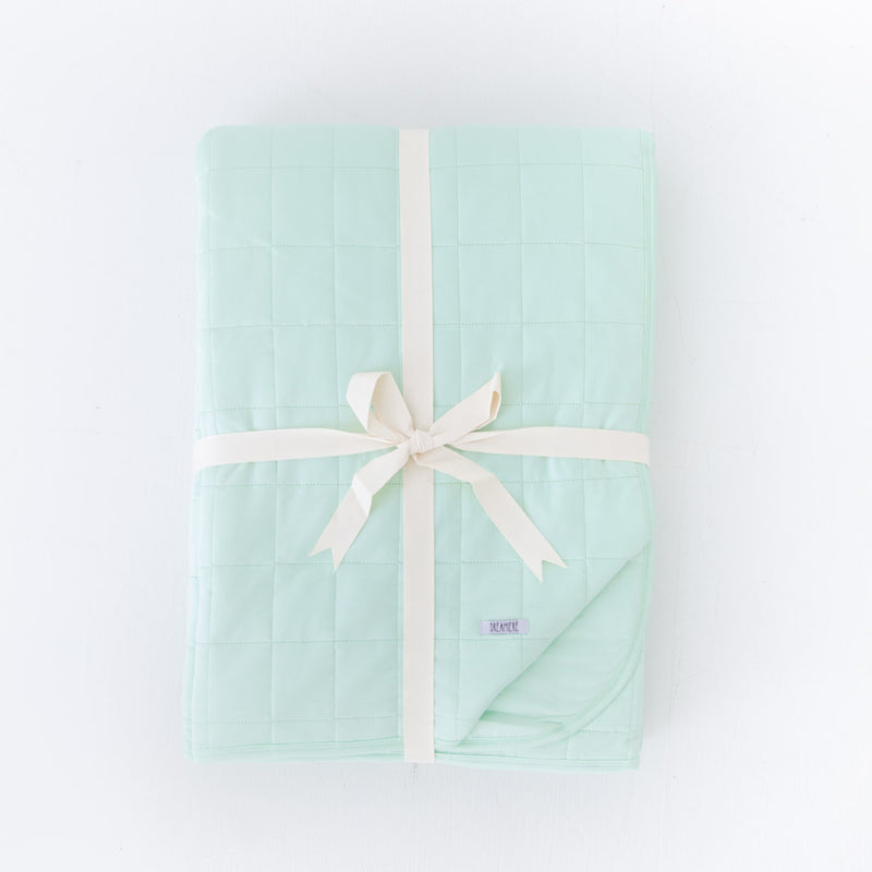 Spearmint Quilted Adult Bamboo Blanket - Three Layer