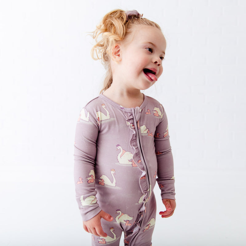 Swan Of A Kind Ruffle Convertible Footie