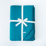 Tranquil Teal Quilted Adult Bamboo Blanket - Three Layer